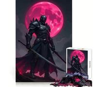 Dark Knight with Swords Under Moon Jigsaw Puzzles for Teenagers 1000 Pieces Strong Logic Smooth Thick Fun Challenge Night Game (38x52cm)