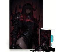 Dark Knight Woman with Horned Armor 1000 Pieces Jigsaw Puzzles for Teenagers Restful Game Tight Edge Family Bond Wall Art (50x75cm)