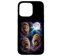 Dark Lions Under the Full Moon Vintage Fantasy Lightning Case for iPhone 15 Pro Max
