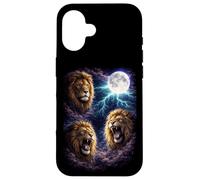 Dark Lions Under the Full Moon Vintage Fantasy Lightning Case for iPhone 16