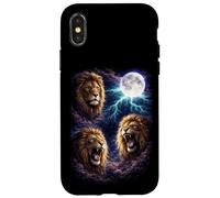 Dark Lions Under the Full Moon Vintage Fantasy Lightning Case for iPhone X/XS
