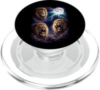 Dark Lions Under the Full Moon Vintage Fantasy Lightning PopSockets PopGrip for MagSafe