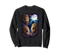 Dark Lions Under the Full Moon Vintage Fantasy Lightning Sweatshirt
