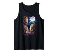 Dark Lions Under the Full Moon Vintage Fantasy Lightning Tank Top