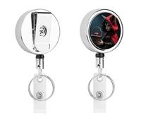 Dark Little Red Riding Retractable Work Badge Holder Keychain Badge Reel 24.4" Cord & 360° Swivel Alligator Clip Heavy Duty Id Name Tag Holder for Nurses Doctors Teachers Office Workers