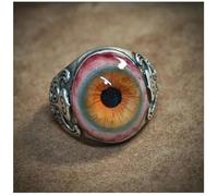 Dark Lore Gothic Eyeball Ring - Adjustable Realistic "Eye of the Curtain" Ring, Halloween Punk Jewelry, Cool Gothic Gift