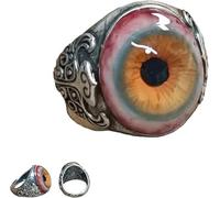 Dark Lore Ring, Eye of the Curtain Ring, Adjustable Realistic Eyeball Design Rings, Halloween Gothic Punk Cool Jewelry Gift for Women Men (1)