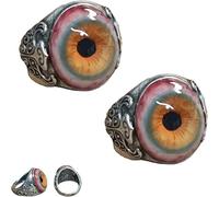 Dark Lore Ring, Eye of the Curtain Ring, Adjustable Realistic Eyeball Design Rings, Halloween Gothic Punk Cool Jewelry Gift for Women Men (2)