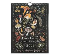 Dark Lunar Calendar 2024 | Colorful Waterink Wall Calendars Animals Calendars | 2024 Wall Calendar Art Monthly Moon Calendar Wheel with 12 Original Illustrations for Home Offise
