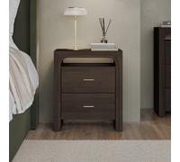 Dark Mango Wood 2 Drawer Bedside Table - Vixen