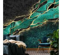 DARK Marble Photo WALLPAPER Modern Wall MURAL Non-Woven BLACK Gold Wallcovering