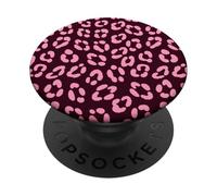 Dark Maroon Pink Leopard Print Cheetah Aesthetic Girly Y2K PopSockets Adhesive PopGrip