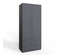 Dark Matt Grey 2 Door With 2 Drawers Wardrobe FWStyle Grey One Size