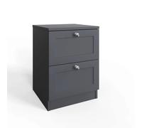 Dark Matt Grey 2 Drawer Bedside Table Chest FWStyle Grey One Size