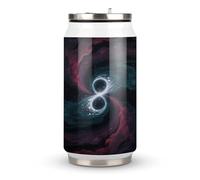 Dark Matter Tides Printed Stainless Steel Thermos Cup with Lid and Straw Suitable for Use in The Car Traveling Fitness Outdoor Activities Cafes Offices Home Use Etc