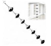 Dark Metal Drain Chain Near Eave Corners, Linked Cup Water Guide Top Hook for Garden Patio Pergola Border Courtyard Decoration Cup Rain Chain Metal Water Guide Roof Eave Downspout Decor Pergola