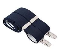 Dark Midnight Blue Trouser Braces 35mm Wide Elastic 4 Strong Silver Clips 44 Inch Adjustable