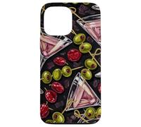 Dark Moody Retro Martini Olive Cocktail Pattern Rich Women Case for iPhone 13 Pro Max