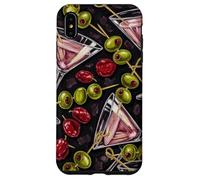 Dark Moody Retro Martini Olive Cocktail Pattern Rich Women Case for iPhone XS Max