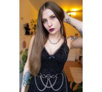 Dark Moon - Jennifer Burnout Velvet Mini - Dress - black - L - 75% Polyester, 13% Nylon, 12% Elastane L
