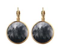 dark mountain fog mist Gold Clip On Drop Earrings Non Piercing Dangle Jewelry