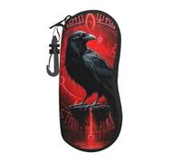 Dark Mysterious Raven With Red Runes Printed Glasses Case Ultra-Light Soft Shell Protective Eyewear Organizer For Men And Women
