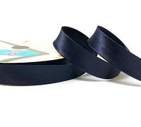 Dark Navy Blue Byetsa Satin Fold 18mm Bias Binding on a 3m length (N.B. this is a cut from a roll, presented on a Bertie's Bows ribbon card)