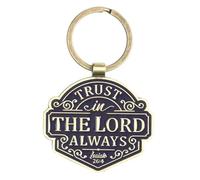 Dark Navy & Gold Metal Scripture Keychain | Trust in The Lord Always Isaiah 26:4 Bible Verse | Inspirational Keychain for Men and Women, Navy/Gold - Trust in the Lord Always, One size
