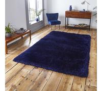 Dark Navy Plain Shaggy Handmade Modern Easy To Clean Rug For Bed Room Living Room And Dining Room-120Cm X 170Cm