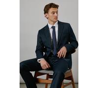 Dark Navy Textured Stretch Slim Fit Suit Jacket Burton Dark Navy 40S
