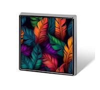Dark Neon Colored Tropical Leaves Unisex Brooches & Pins Square Lightweight Lapel Badge Jewelry for Clothing Shawl Hat