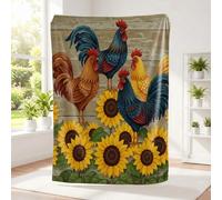 Dark Night Sunflower Printed Flannel Blanket, Cartoon Sunflower Throw Blanket, Cozy Kids and Family Couch Blanket with Cute Bee Elements (13,75x100cm)