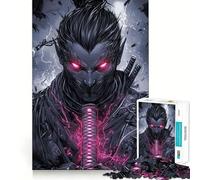 Dark Ninja with Glowing Katana 1000 Piece Jigsaws for Teenagers Puzzle DIY Fun Bright Hue Pattern Build Wall Accent (50x75cm)