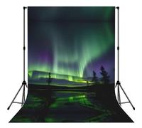 Dark Northern Lights Print Backdrop For Photoshoot, Photo Backdrop Background Curtain For Photography Portraits(No Stand)