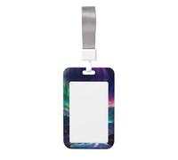Dark Northern Lights Print Badge Holder with Breakaway Lanyard,Work Name Tag Breakaway Lanyard Id Card Protector Case
