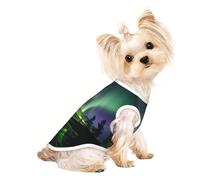 Dark Northern Lights print Dog Clothes T Shirts for Small Dogs Breathable Puppy Kitten Dog Shirts for Pet Dogs Cats