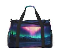 Dark Northern Lights Print Foldable Carry On Tote Large Capacity Hand Carry Bag for Airplane Weekend Getaways
