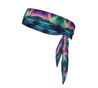 Dark Northern Lights Print Head Tie Headbands Athletic Sweatbands for Men Women Head Tie Sport Bandana for Yoga Gym