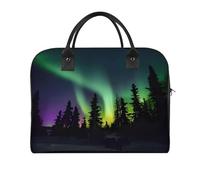 Dark Northern Lights Print Laptop Tote Bag Casual Travel Handbag Multi Pocket Shoulder Bags for Work Travel