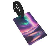 Dark Northern Lights Print Luggage Tags with Detachable Wristband, Travel Bag Tags, Easy to Identify