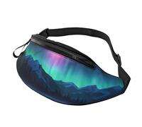 Dark Northern Lights Print Man and Women Waist Bag Lightweight Travel Accessory for Hiking Cycling Running