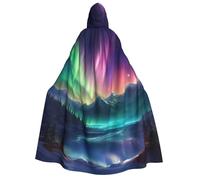 Dark Northern Lights Print Men Women Adult Hooded Cloak Cosplay Costume Halloween Christmas Carnival Parties
