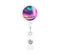 Dark Northern Lights Print Retractable Badge Holder with Clip Name Card Holders for Office Worker Doctor Nurse