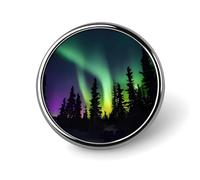 Dark Northern Lights Print Round Badge Personalized Metal Lapel Pin Badges Fit Clothing Bags Hat Humorous Printed Brooch Badge Party Decorations Accessories for Men Women