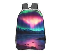 Dark Northern Lights Print School Transparent Backpack Pvc Clear Bag Daily Necessities Work Travel Boys Girls