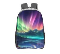 Dark Northern Lights Print School Transparent Backpack Pvc Clear Bag Daily Necessities Work Travel Boys Girls
