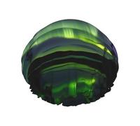 Dark Northern Lights Print Shower Cap, Shower Cap for Women Reusable, Waterproof Bath Cap,Quick Drying Bath Hair Cap