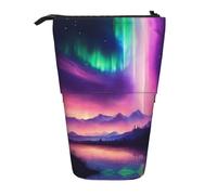 Dark Northern Lights Print Telescopic Standing Pencil Bag/Stand Up Stationery Bag/Makeup Bag/Storage Case