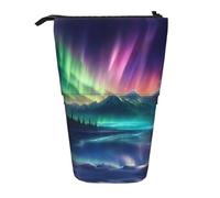 Dark Northern Lights Print Telescopic Standing Pencil Bag/Stand Up Stationery Bag/Makeup Bag/Storage Case