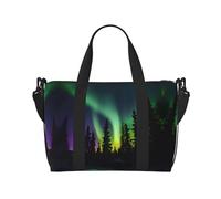 Dark Northern Lights Print Travel Bags, Weekender Carry On For Women, Sports Gym Bag, Workout Duffel Bag,Overnight, Black, One Size